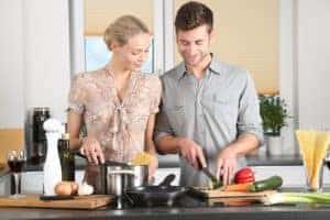 young couple booking together