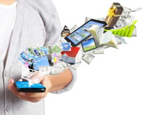 Websites To Sell Stuff Locally Mobile phone in the hand isolated on white background