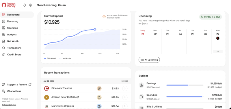 Klines Rocket Money Dashboard 