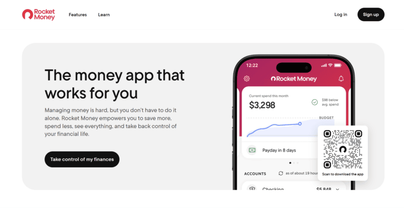 Rocket Money graphic introduces the budgeting tool